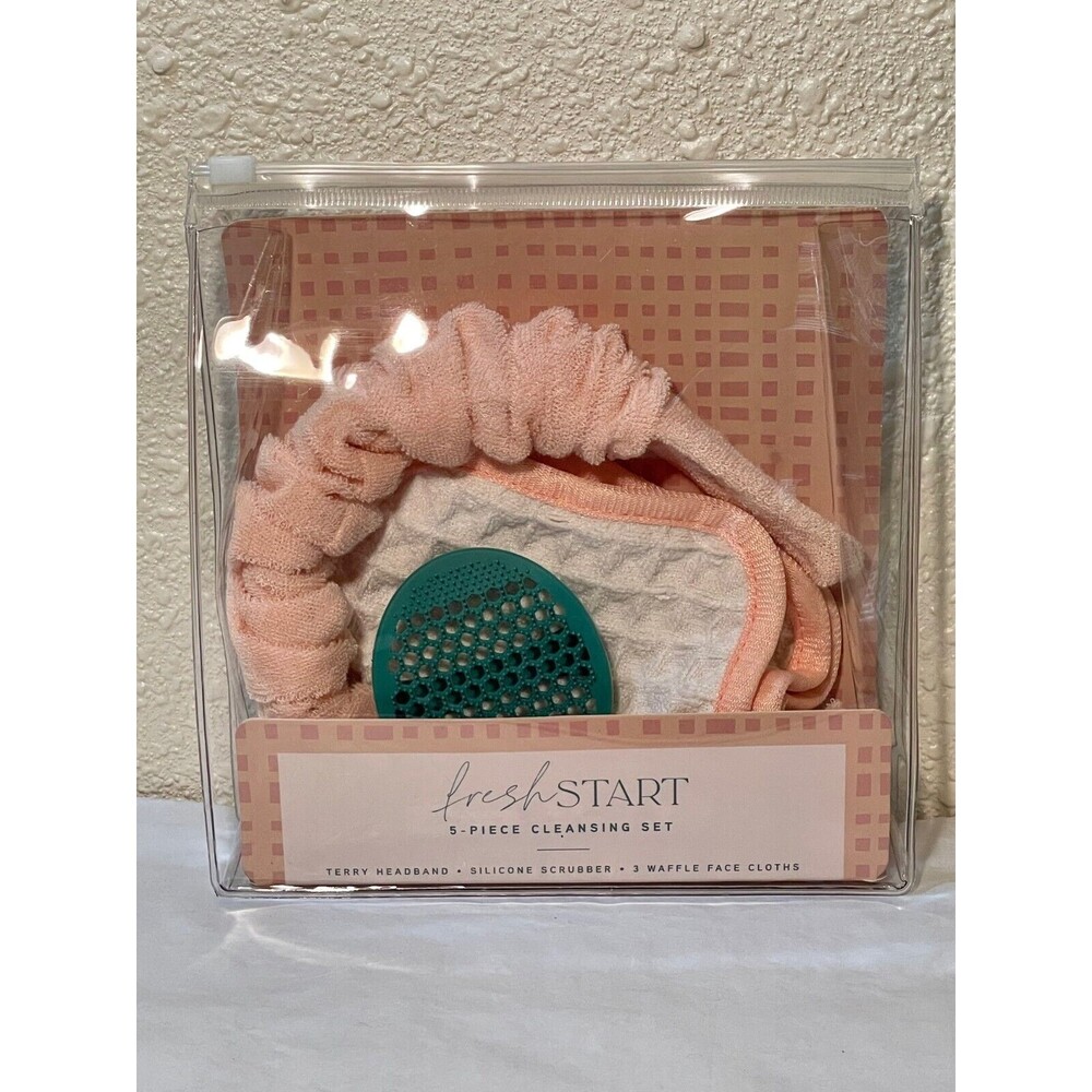 5 PC Fresh Start Cleansing Spa Kit, Headband, Scrubber & Face Cloths